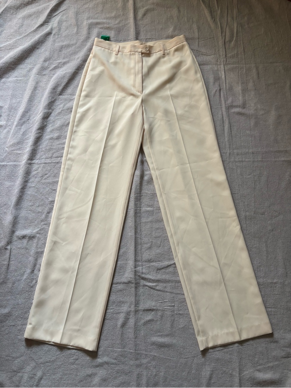 NWT Vintage Benetton Cream Wide Leg Trousers Italy 46 US 10 *A162*